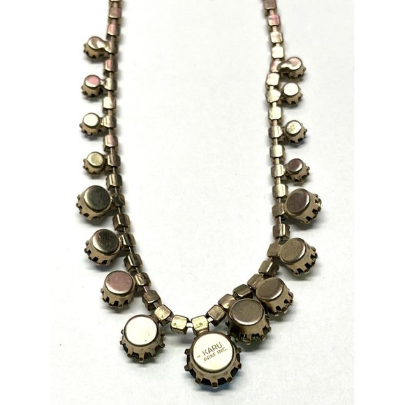 Vintage Karu Green Rhinestone Necklace - Picture 7 of 7